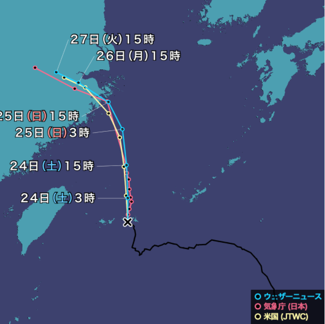 台風6号(インファ)2021年のニュース・米国JTWC米国海・空合同台風警報センター