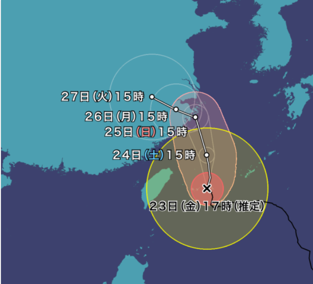 台風6号インファ2021年の進路予想図