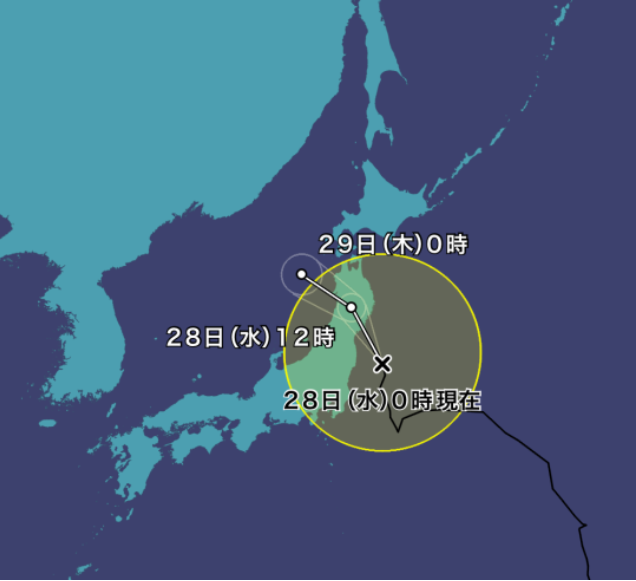 台風8号(ニパルタック)2021年の進路予想図