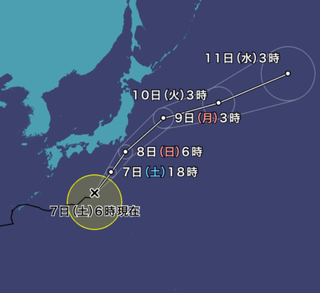 台風10号(ミリネ)2021年の進路予想図