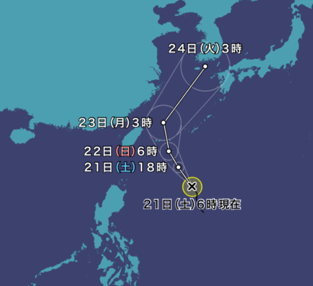 台風12号(オーマイス)2021年の進路予想図