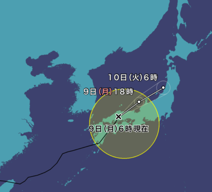 台風9号(ルピート)2021年の進路予想図