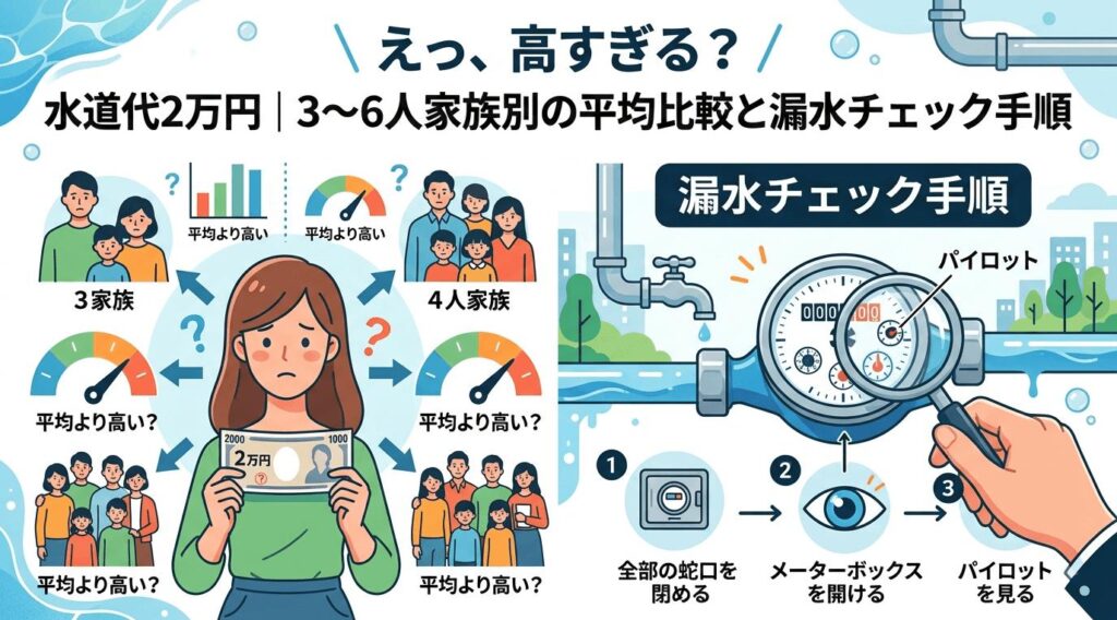 水道代2万円|3〜6人家族別の平均比較と漏水チェック手順
