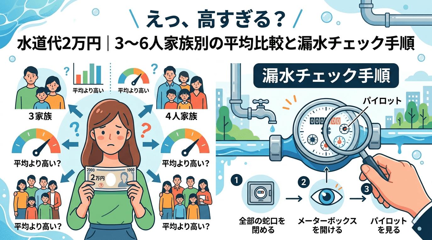水道代2万円｜3〜6人家族別の平均比較と漏水チェック手順