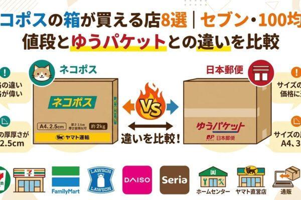 ネコポスの箱が買える店8選｜セブン・100均の値段とゆうパケットの違い